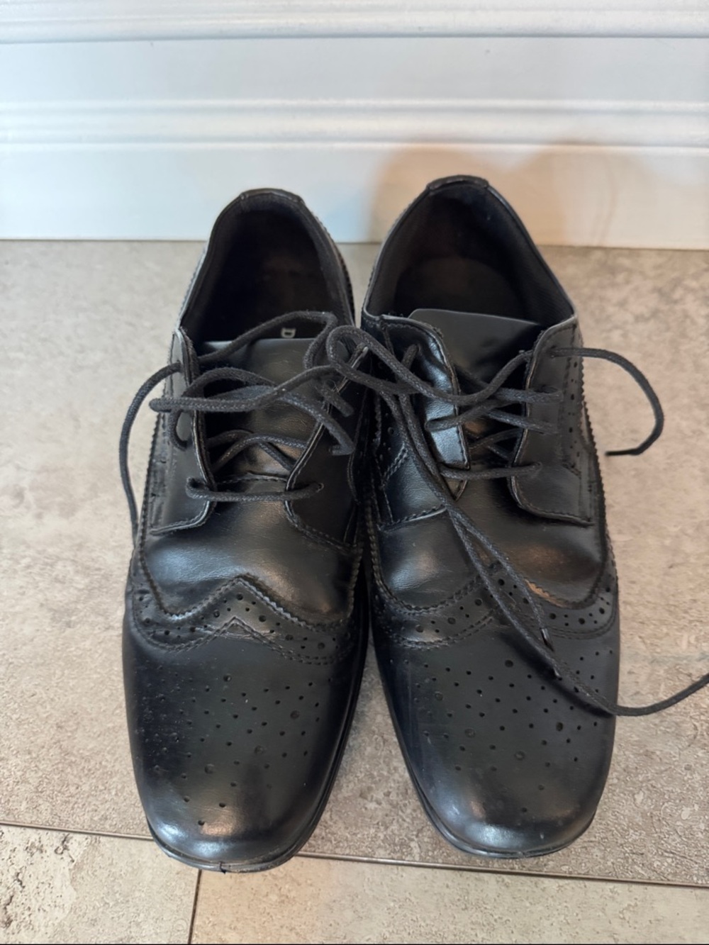Deer Stags Black Boys' Wingtip Dress Shoes
